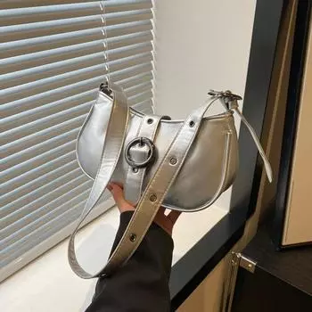 2024 новый нишевый дизайн модная сумка подмышкой простая сумка через плечо женская ретро простая квадратная сумка женская чёрный