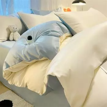 2024 Новый однотонный пододеяльник из искусственной кожи с эффектом стирки, двухспальный комплект постельного белья 220x240, размер Queen, Skin Kissing популярен в Северной Европе 150x200cm 1pcs