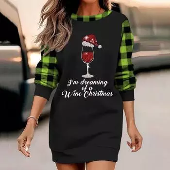 2024 новый осенне-зимний рождественский узор платья M