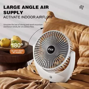2024 Новый перезаряжаемый 180° Регулируемый настольный вентилятор Портативный кондиционер Настольный вентилятор для спальни Офиса Студенческого общежития