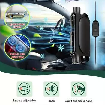 2024 Новый портативный вентилятор для охлаждения автомобильного сиденья USB-вентилятор для автомобиля, мини-кондиционер с 3 скоростями ветра, встроенными двойными турбовентиляторами белый