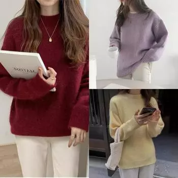 2024 Новый Премиум Чувство Енота Бархатный Кремовый Персиковый Розовый Свитер Женский Зимний Дизайн Нишевый Напускной Стиль S белый