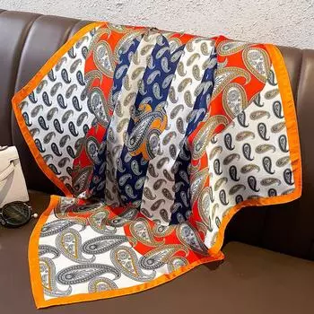 2024 Новый принт квадратный шарф женский 70 см платок платок накидка косынка повязка на голову женская мягкая атласная хиджаб повязка на голову сумка галстуки 70x70cm