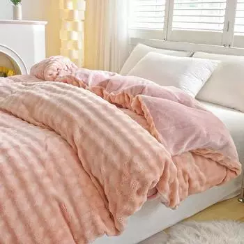 2024 Новый простой комплект пододеяльника из молочной шерсти с активной печатью, утолщенный теплый зимний однотонный пододеяльник 180x220 200x230 Постельное белье Only 2 pillowcases