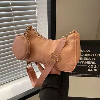 2024 новый простой тренд корейской версии сумка-мессенджер женская сумка для покупок с сумкой для мелочи нишевый дизайн плечевая женская сумка прилив чёрный