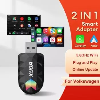 2024 Новый проводной беспроводной адаптер Carplay XUDA Android Auto Mini для Volkswagen Tiguan Jetta ID.4 ID.5 Golf Atlas Taos Arteon