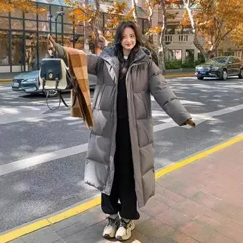 2024 новый пуховик для женщин длинный выше колена утолщенный свободный пара зимняя новая китайская драма пуховик для женщин S (85-50 kg)