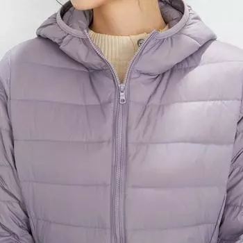 2024 новый пуховик женский легкий и тонкий короткий с капюшоном корейская версия большой размер облегающий и теплый белый утиный пух однотонное пальто прилив S красный