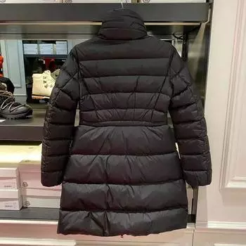 2024 новый пуховик женский средний и длинный с завязками на талии тонкий и тонкий водолазка европейская версия белый утиный пух мода 1#S чёрный