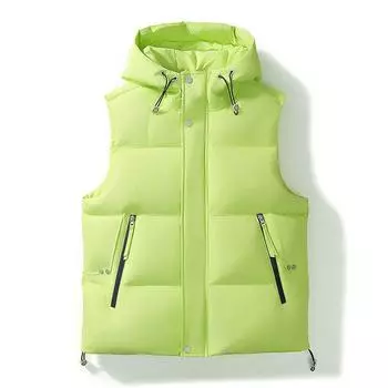 2024 новый пуховик жилет мужской и женский тот же свободный модный тренд однотонный топ для пары простое пальто S белый