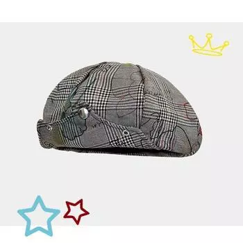 2024 новый ретро клетчатый берет в стиле граффити женский японский британский нишевый художник шляпа литературная восьмиугольная шляпа прилив M56-58cm