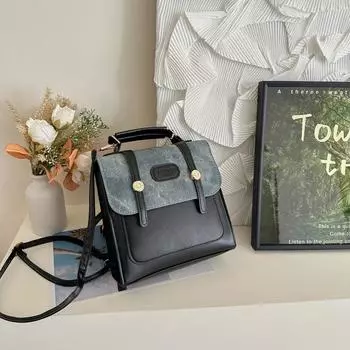 2024 новый ретро маленький рюкзак женский осенний прилив корейская версия повседневного модного студенческого многофункционального портативного рюкзака чёрный