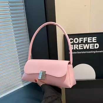 2024 новый ретро-стиль колледжа нишевый дизайн сумка-багет подмышкой модная женская сумка Sen Meng весенняя сумка-мессенджер через плечо чёрный