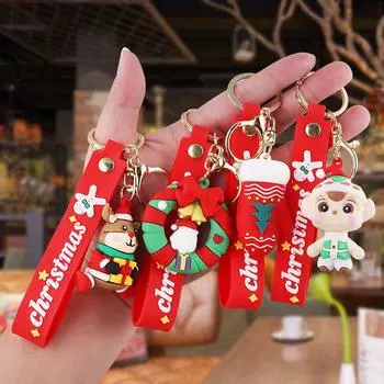 2024 Новый Рождественский брелок ПВХ Мягкая резина Школьный рюкзак Подвеска Кукла Рождественский Маленький Подарочный Серия Автомобильные Аксессуары Украшения Интерьера