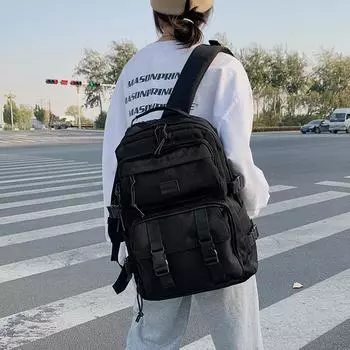 2024 новый рюкзак bf wind, персонализированный женский рюкзак для студенток с замком, японский однотонный многофункциональный рюкзак зелёный