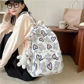 2024 новый рюкзак для девочек, учеников младших классов средней школы, большой вместимости, кампусный рюкзак, универсальный, милый рюкзак с принтом