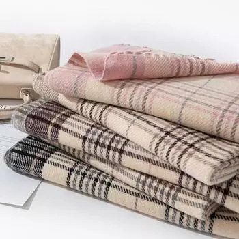 2024 Новый шарф женский высокого класса осень и зима корейский выпуск универсальный клетчатый утолщенный студенческий парный шарф из искусственного кашемира 65*200cm