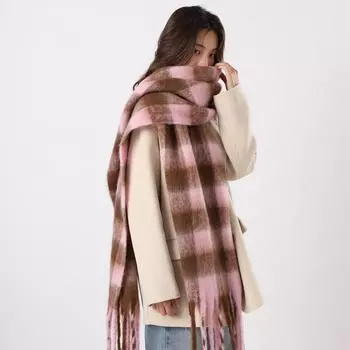 2024 Новый шарф Зимний женский бархатный удлиненный теплый роскошный модный универсальный плед для девушек-знаменитостей из Интернета 220*40cm