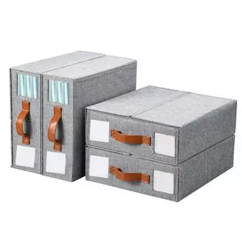 2024 Новый складной ящик для хранения простыней, имитация хлопкового льна, шкаф для хранения вещей с этикеткой, ящик для хранения 38*32*12cm серый
