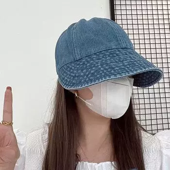 2024 новый солнцезащитный козырек от солнца джинсовая панама женская кепка знаменитость в Интернете универсальная летняя модная шляпа 54-58cm темно-синий