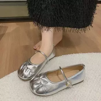 2024 Новый стиль, модная и универсальная женская обувь с круглым носком для верхней одежды, повседневная женская обувь на весну и осень 35 бежевый