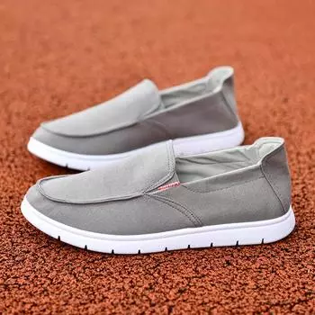 2024 Новый стиль мужские туфли без застежек из пекинской ткани удобные парусиновые ленивые туфли 40 чёрный