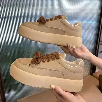2024 Новый стиль Весна Осень Новые Толстые подошвы Студенты Повседневный Спортивный Тренд Кроссовки Теннис Плоская Платформа Zapatillas De Deporte 35 белый
