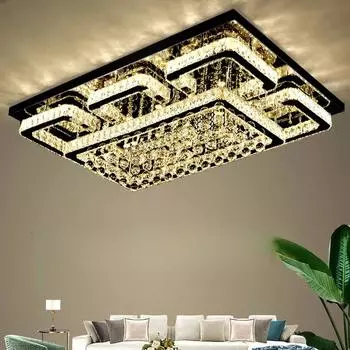 2024 Новый светодиодный потолочный светильник, прямоугольный светильник для спальни, бесплатная доставка, современный минималистский главный светильник для зала, хрустальная лампа для гостиной