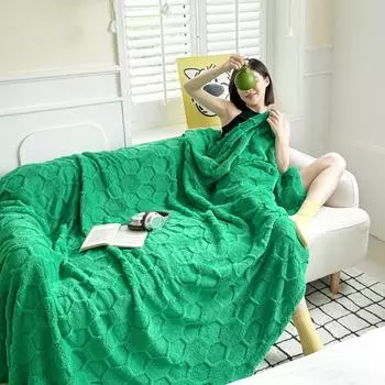 2024 Новый Тафу Бархатный Крест-Бордюр Двусторонний Жаккард Футбольная Сетка Утолщенный Одеяло Чехол Для Постельных Принадлежностей Дивана 70x100 розовый