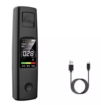2024 Новый тестер алкоголя, профессиональный высокочувствительный алкотестер, бесконтактный спиртометр, портативный алкотестер с зарядкой типа C чёрный