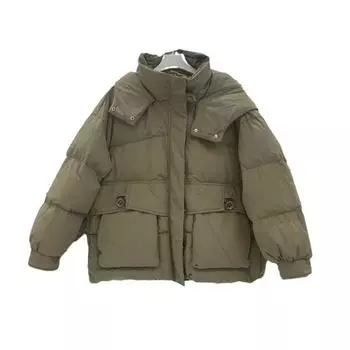 2024 новый толстый пуховый женский жакет с воротником-стойкой, короткий свободный теплый белый утиный пух зимняя одежда S