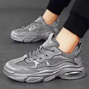 2024 новый тренд модная мужская обувь летняя дышащая сетчатая спортивная обувь для отдыха бег толстая подошва усиливающая папу модная обувь 39