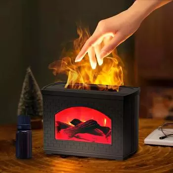 2024 Новый увлажнитель воздуха с имитацией камина, эффект пламени, диффузор ароматерапевтических масел, увлажнители воздуха с распылителем тумана, очиститель воздуха белый