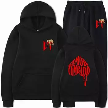 2024 новый узор Natanael Cano Amor Tumbado мужской и женский повседневный комплект из бархатной толстовки с капюшоном S