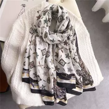 2024 Новый Весна/Лето Дорожная Шаль Осенне-Зимний Шарф Женский Тонкий Модный Хлопковый И Конопляный Шарф Большой Размер 180x90cm