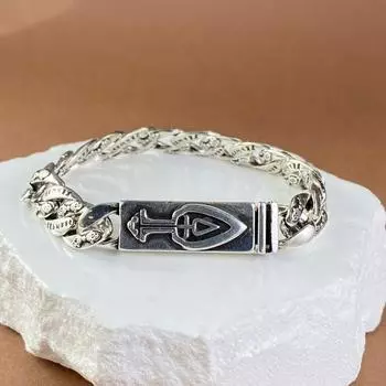 2024 Новый винтажный браслет в национальном стиле с шестью словами China-Chic King Kong Pestle Tank Chain 18CM серебряный