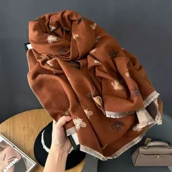 2024 Новый высококачественный шарф из имитирующего кашемира для женщин на зиму, двусторонний принт, шарф-шаль для комнаты с кондиционером 175x65cm