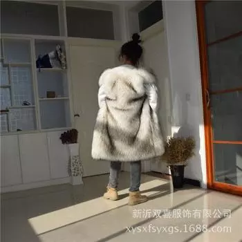 2024 Новый женский меховой жилет Зимняя облегающая куртка с высоким искусственным мехом енота средней и длинной длины S белый