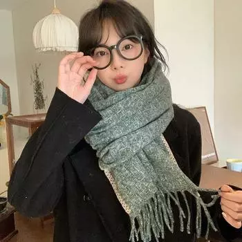2024 Новый женский зимний роскошный синий супер мягкий липкий однотонный шарф 215x65cm