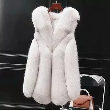 2024 Новый жилет из искусственного меха лисы для женщин, средний и длинный, осенне-зимний жилет, модная повседневная облегающая куртка, женская одежда M 80-50kg