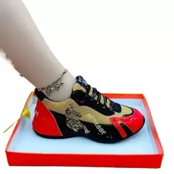 2024 Обувь женская сетчатая женская вулканизированная обувь уличные женские кроссовки разноцветные круглые носки шнуровка средний каблук женская повседневная обувь 35 чёрный