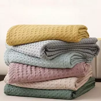 2024 Одеяло с кондиционером, офисное одеяло для сна, одеяло в японском стиле, однотонное махровое одеяло, вязаное одеяло 150-200 серый