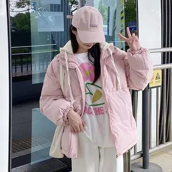 2024 одежда с хлопковой подкладкой дизайн чувственная хлебная одежда игривая и милая, утолщенная зимняя одежда женские куртки с хлопковой подкладкой S