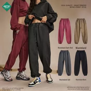 2024 Осень Американские мужские ретро повседневные стираные окрашенные свободные брюки - Трендовый спортивный стиль S