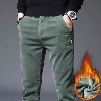 2024 Осень и зима Большие размеры Бархатные мужские повседневные брюки Slim Fit Прямые облегающие брюки Light Core Velvet Брюки Универсальные полосатые бархатные брюки 28