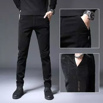 2024 Осень и зима Большие размеры Бархатные мужские повседневные брюки Slim Fit Прямые облегающие брюки Light Core Velvet Брюки Универсальные полосатые бархатные брюки 28