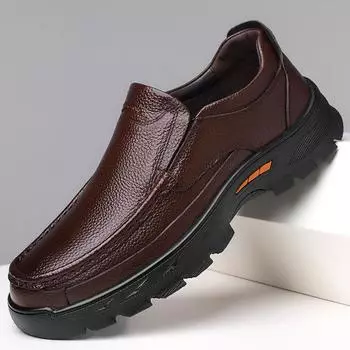 2024 Осень и зима Деловая повседневная кожаная обувь Мужская ручная работа Онлайн кожаные туфли с рукавами Туфли с круглым носком на платформе Мужская 6306 38 коричневый