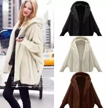 2024 осень и зима длинный плюшевый свободный кардиган с капюшоном длинный плюшевый новый женский однотонный двухсторонний S кофейный