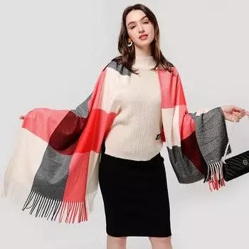 2024 Осень и зима Имитация кашемира Шарф Однотонный Модный Универсальный Теплый Шаль Шарф с Кисточками 200*70cm