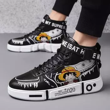 2024 осень и зима мультфильм дети 10 средний и старший дети спортивная и досуговая обувь 12 мальчиков высокие уличные танцевальные туфли 15 мальчиков б 34 белый